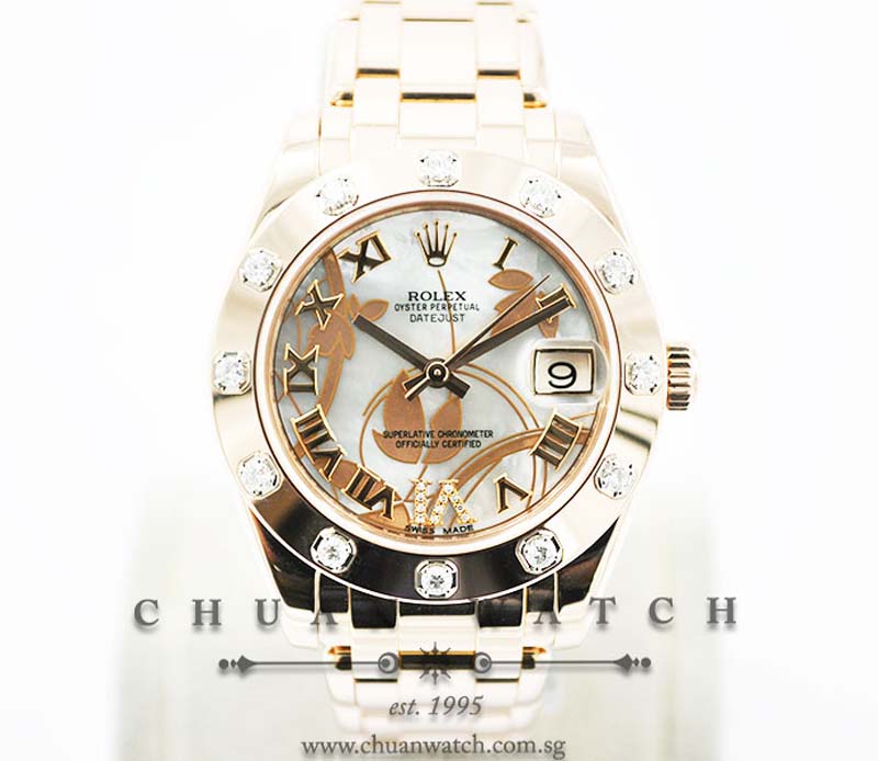 Rolex DateJust PearlMaster Rose Gold 34mm 81315 White MOP Roman VI 11BR Dream - Discontinued Dial