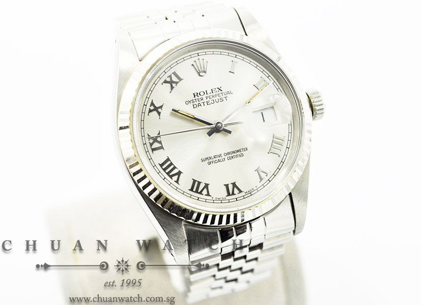 Rolex Vintage Gents DateJust 36mm 16014 Silver Sunburst Roman - Discontinued - Image 3