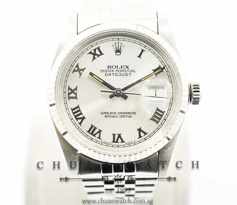 Rolex Vintage Gents DateJust 36mm 16014 Silver Sunburst Roman - Discontinued