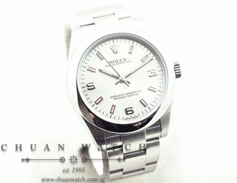 Rolex Boys Oyster Perpetual No-Date 31mm 177200 Silver Sunburst 3.6.9 Pink Baton - Image 3