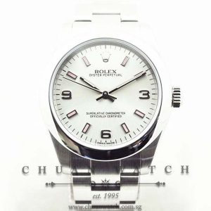 Rolex Boys Oyster Perpetual No-Date 31mm 177200 Silver Sunburst 3.6.9 Pink Baton