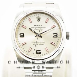Rolex Gents Oyster Perpetual Air-King 34mm 114200 Silver Sunburst 3.6.9 Pink Baton