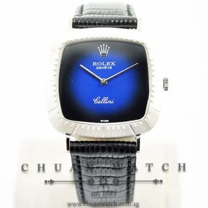 Rolex Ladies Vintage Cellini White Gold 30mm 4804-9 Blue Vignette - Discontinued