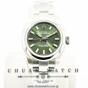 Rolex Ladies Oyster Perpetual No-Date 26mm 176200 Green Olive Index