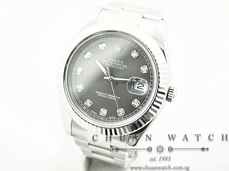 Rolex DateJust II 116334 Dark Rhodium Sunburst Diamonds - Discontinued - Image 2