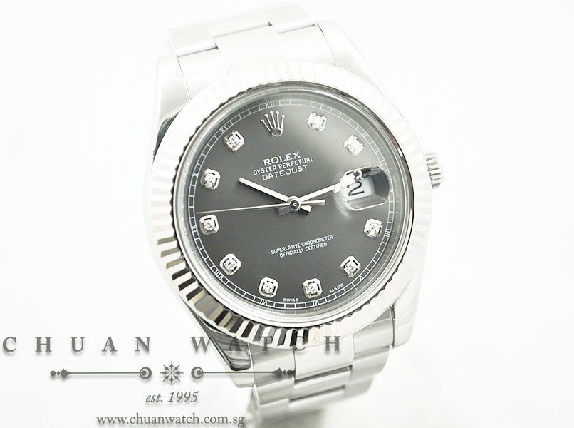 Rolex DateJust II 116334 Dark Rhodium Sunburst Diamonds - Discontinued - Image 3