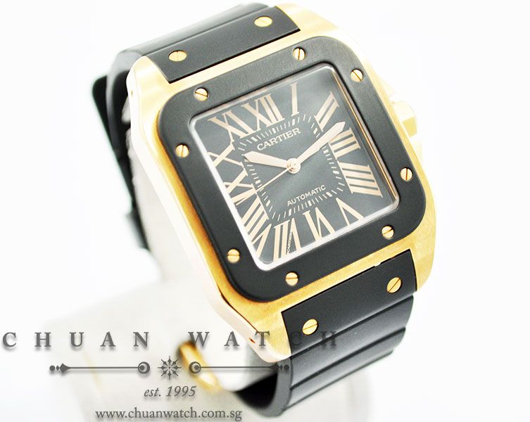 Cartier Santos 100 XL Rose Gold Rubber Clad W20124U2 - Discontinued - Image 3