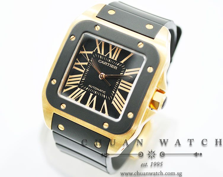 Cartier Santos 100 XL Rose Gold Rubber Clad W20124U2 - Discontinued - Image 2