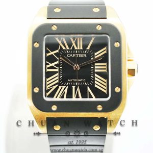 Cartier Santos 100 XL Rose Gold Rubber Clad W20124U2 - Discontinued