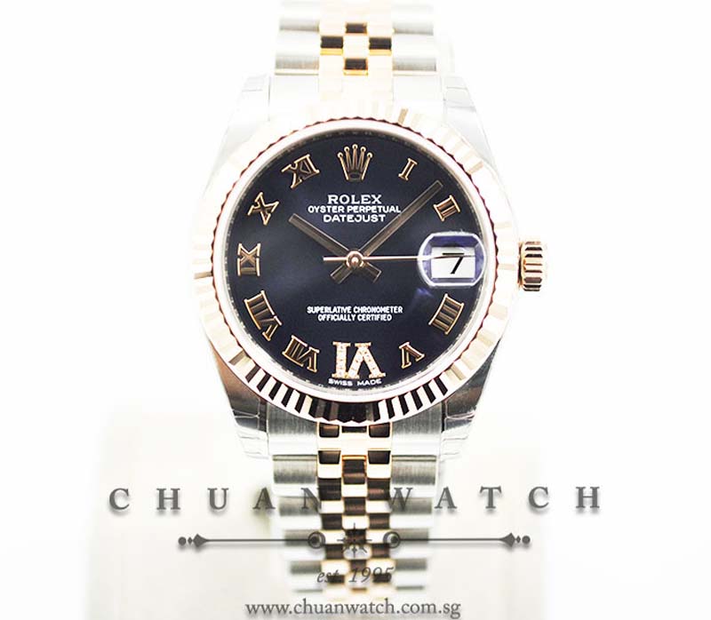 Rolex Boys DateJust 31mm 178271 Purple Roman VI 11BR