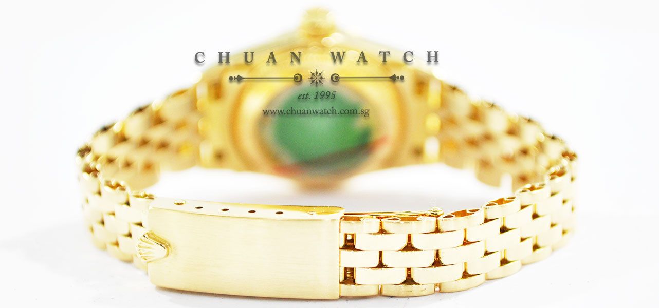 Rolex Ladies Oyster Perpetual No-Date Yellow Gold 26mm 67198 White Roman - Discontinued - Image 4