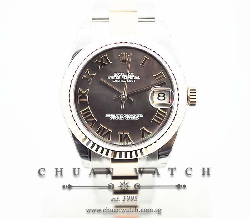 Rolex Boys DateJust 31mm 178271 Black MOP Roman