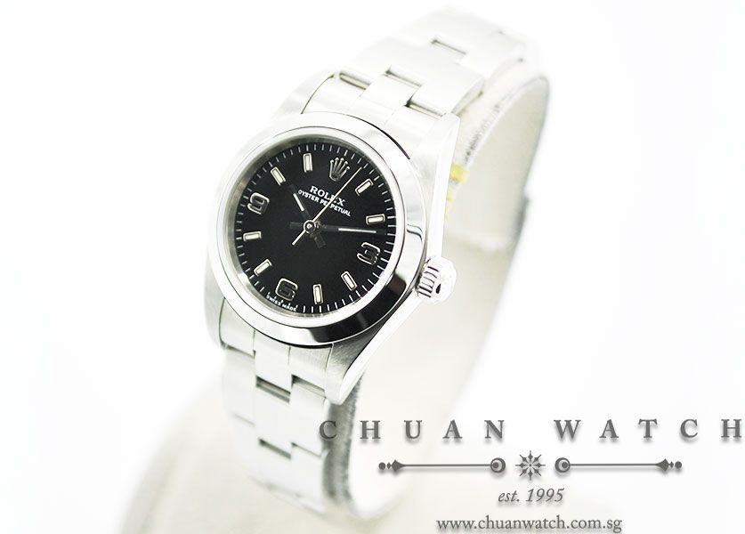 Rolex Ladies Oyster Perpetual No-Date 24mm 76080 Black Index Arabic - Discontinued - Image 2