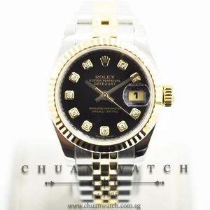 Rolex Ladies DateJust 26mm 179173 Black Diamonds - Discontinued