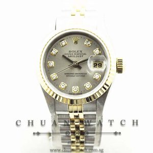 Rolex Ladies DateJust 26mm 69173 Grey Sunburst Diamonds - Discontinued