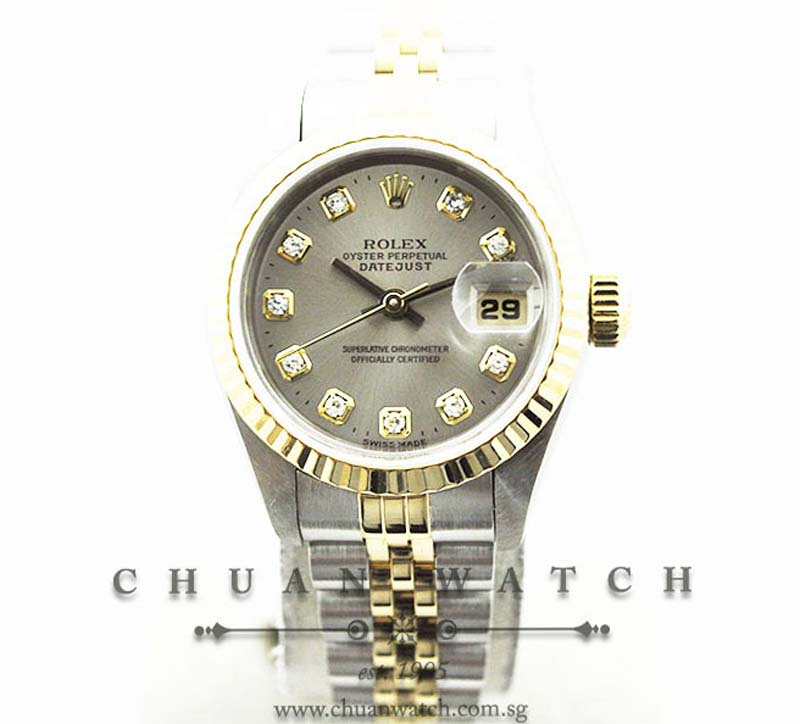 Rolex Ladies DateJust 26mm 69173 Grey Sunburst Diamonds - Discontinued