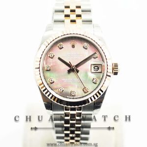 Rolex Boys DateJust 31mm 178271 Black MOP Diamonds