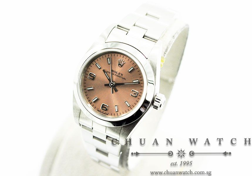 Rolex Ladies Oyster Perpetual No-Date 24mm 76080 Pink Sunburst Index Arabic - Discontinued - Image 2