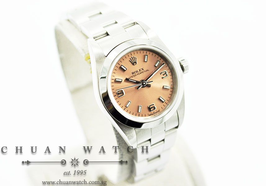 Rolex Ladies Oyster Perpetual No-Date 24mm 76080 Pink Sunburst Index Arabic - Discontinued - Image 3