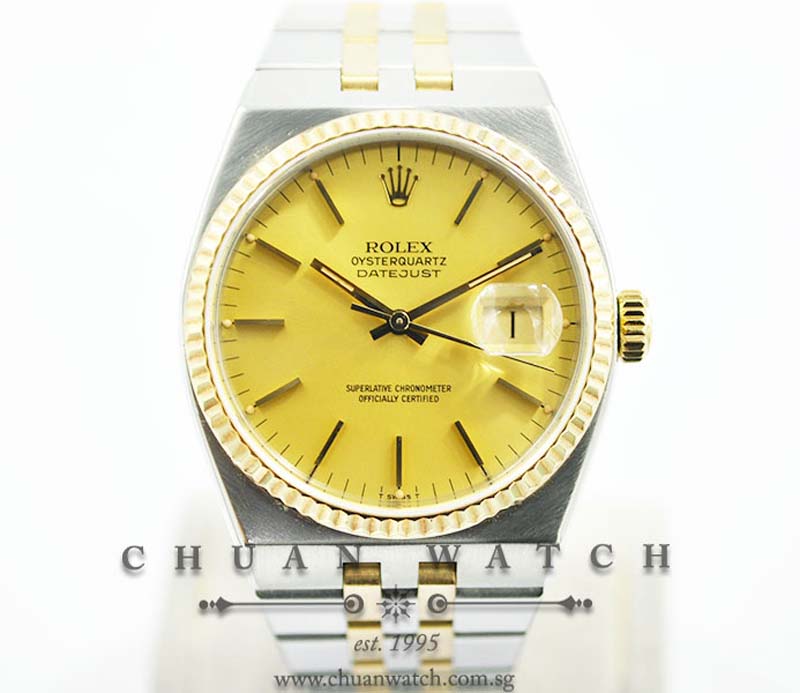 Rolex Vintage Gents OysterQuartz DateJust 36mm 17013 Champagne Sunburst Index - Discontinued