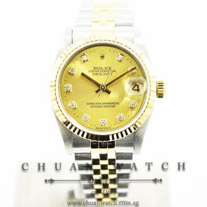 Rolex Boys DateJust 31mm 68273 Champagne Sunburst Diamonds - Discontinued