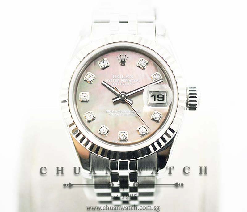 Rolex Ladies DateJust 26mm 179174 Black MOP Diamonds - Discontinued