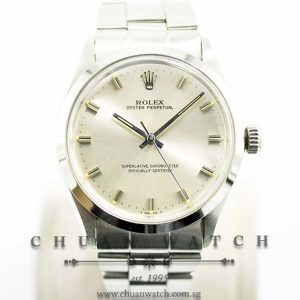 Rolex Vintage Gents Oyster Perpetual No-Date 34mm 1002 Silver Sunburst Index - Discontinued