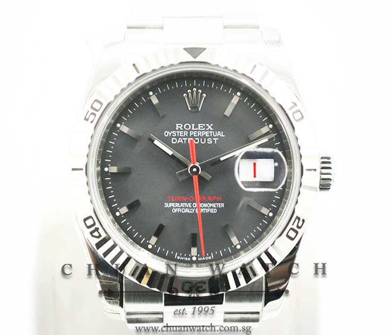 Rolex Gents DateJust Turn-O-Graph Thunderbird 36mm 116264 Matte Grey Index - Discontinued