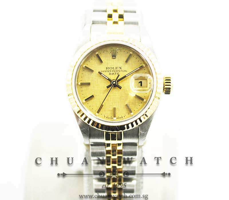 Rolex Ladies DateJust 26mm 69173 Champagne Linen Index - Discontinued