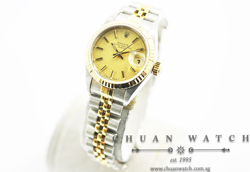 Rolex Ladies DateJust 26mm 69173 Champagne Linen Index - Discontinued - Image 2