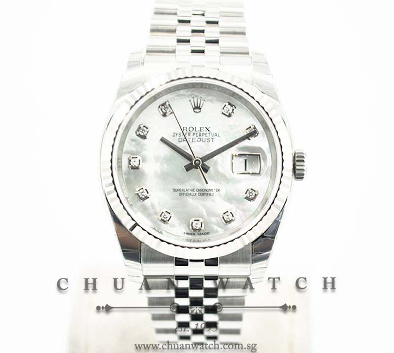 Rolex Gents DateJust 36mm 116234 White MOP Diamonds