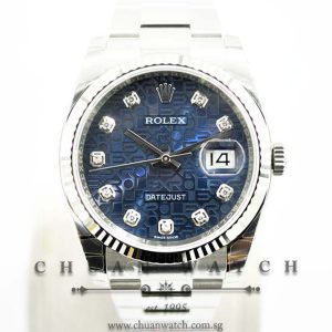 Rolex Gents DateJust 36mm 116234 Blue Jubilee Diamonds