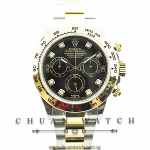 Rolex Cosmograph Daytona Two-Tone 116503 Black Diamonds