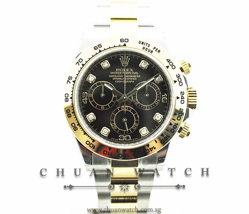 Rolex Cosmograph Daytona Two-Tone 116503 Black Diamonds