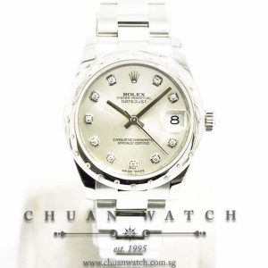 Rolex Boys DateJust 31mm 178344 Silver Sunburst Diamonds