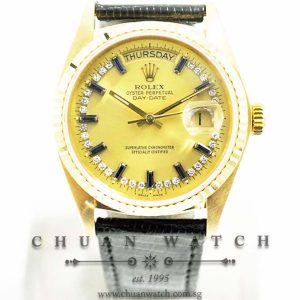 Rolex Vintage Day-Date President Yellow Gold 36mm 18038 Champagne Sunburst Blue Sapphire Diamonds - Discontinued