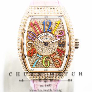 Franck Muller Lady Vanguard Quartz Color Dreams Rose Gold Pave-Set Custom Diamonds V 32 QZ COL DRM 5N RS