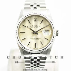 Rolex Gents DateJust 36mm 16220 Silver Tapestry Index - Discontinued