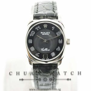 Rolex Ladies Cellini Danaos Quartz White Gold 24mm 6229/9 Black Arabic - Discontinued