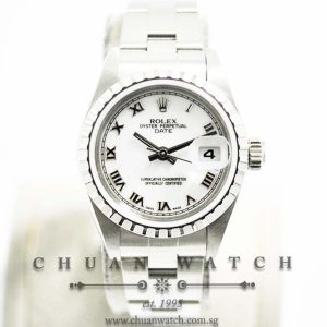 Rolex Ladies Oyster Perpetual Date 26mm 79240 White Roman - Discontinued