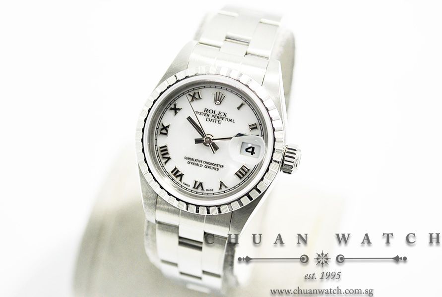 Rolex Ladies Oyster Perpetual Date 26mm 79240 White Roman - Discontinued - Image 2