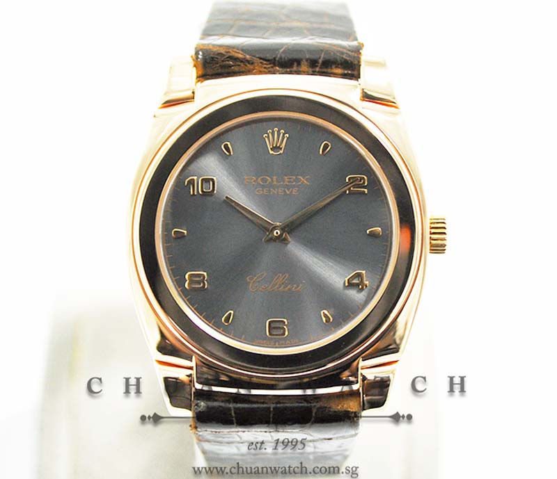 Rolex Gents Cellini Cestello Rose Gold 32mm 5320/5 Grey Sunburst Arabic - Discontinued