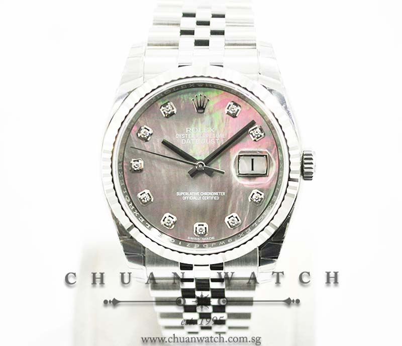 Rolex Gents DateJust 36mm 116234 Black MOP Diamonds