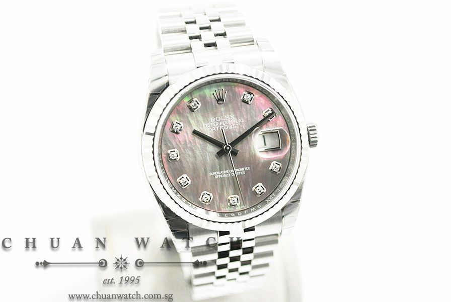 Rolex Gents DateJust 36mm 116234 Black MOP Diamonds - Image 3