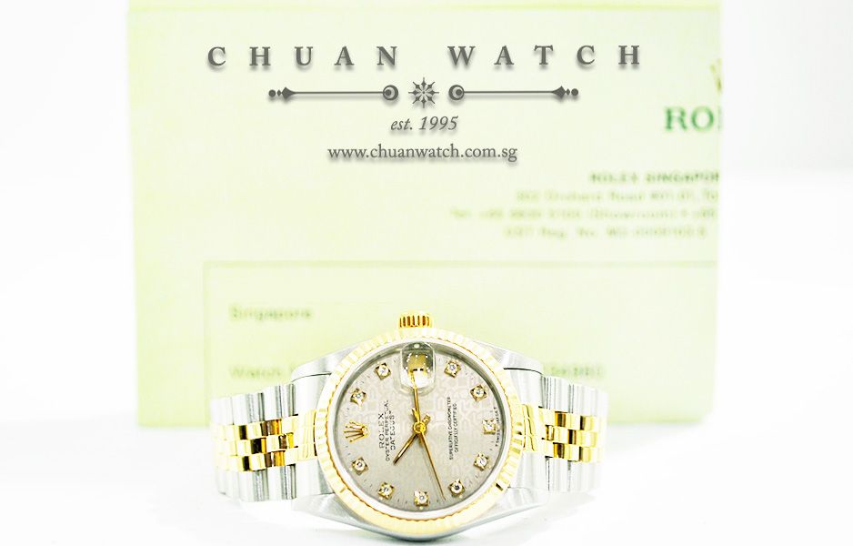 Rolex Boys DateJust Two-Tone 31mm 68273 Grey Jubilee Sunburst Diamonds - Discontinued - Image 5