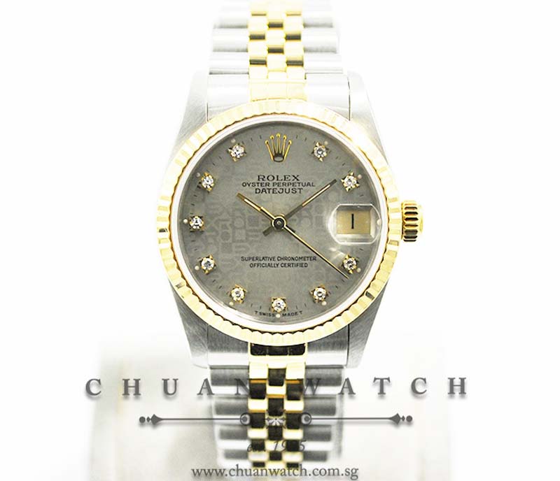 Rolex Boys DateJust Two-Tone 31mm 68273 Grey Jubilee Sunburst Diamonds - Discontinued