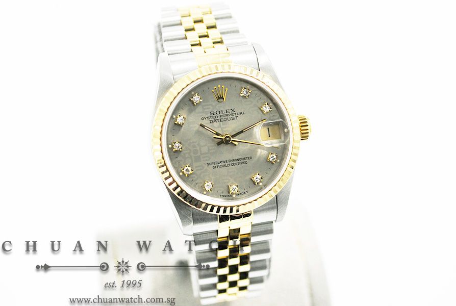Rolex Boys DateJust Two-Tone 31mm 68273 Grey Jubilee Sunburst Diamonds - Discontinued - Image 3
