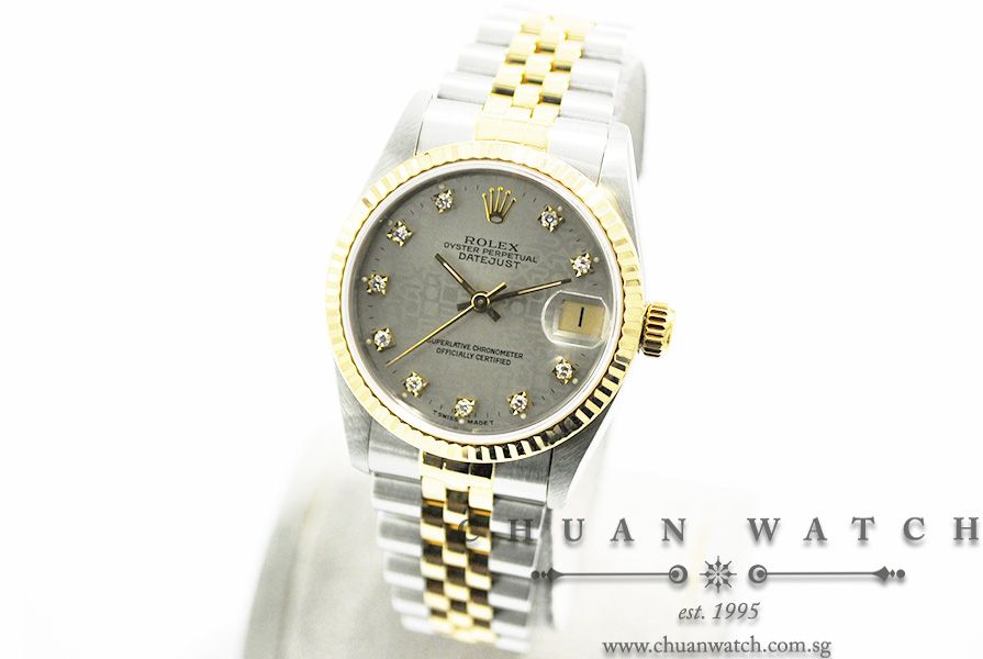 Rolex Boys DateJust Two-Tone 31mm 68273 Grey Jubilee Sunburst Diamonds - Discontinued - Image 2