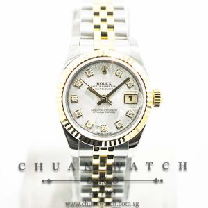 Rolex Ladies DateJust Two-Tone 26mm 179173 Meteorite Diamonds - Discontinued