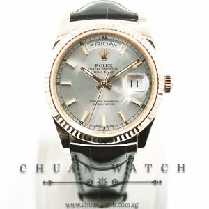 Rolex Day-Date President Rose Gold 36mm 118135 Rhodium Sunburst Index
